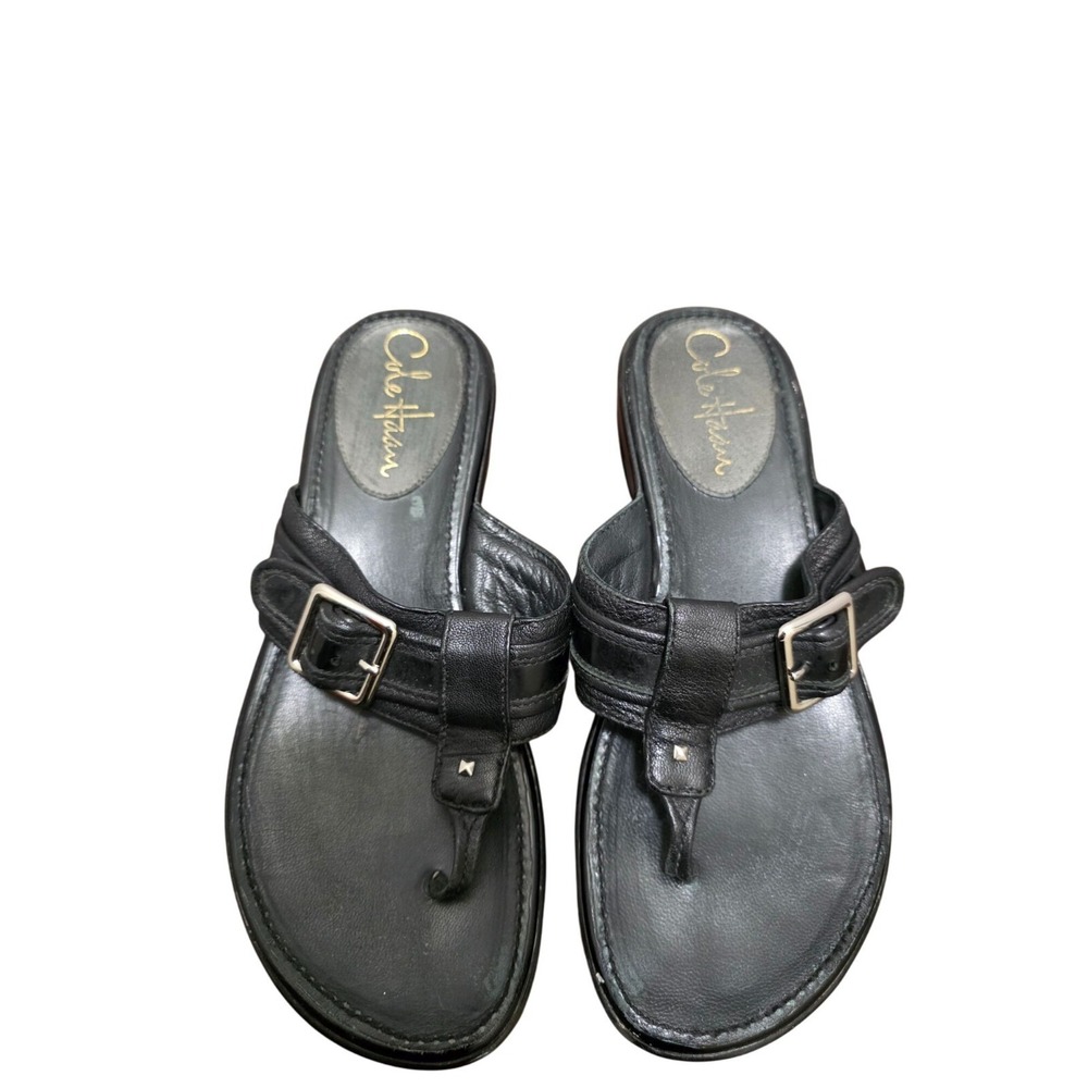 Cole Haan Women's Black Leather Buckle Strap Sandals Size 5.5B